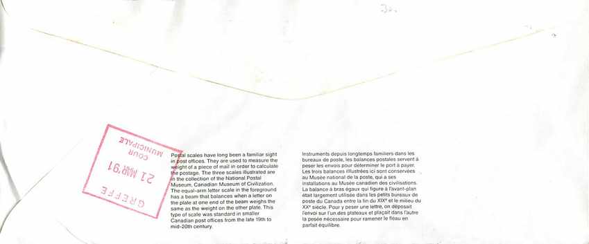 Entier Postal Postal Stationary Canada Balance Justice  — Back