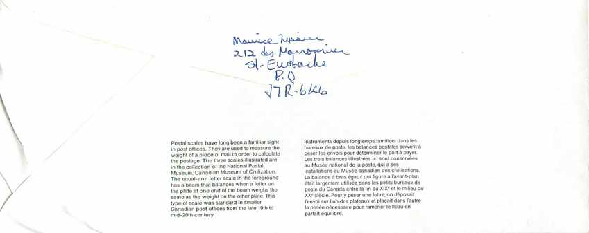 Entier Postal Postal Stationary Canada Balance Justice Flamme Jeux Olympiques — Rückseite
