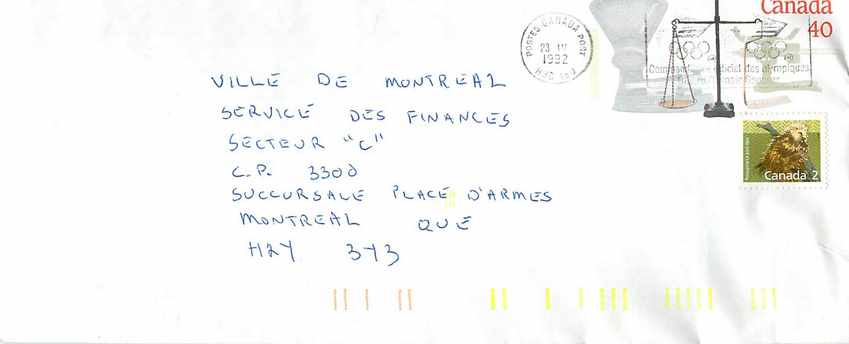 Entier Postal Postal Stationary Canada Balance Justice Flamme Jeux Olympiques