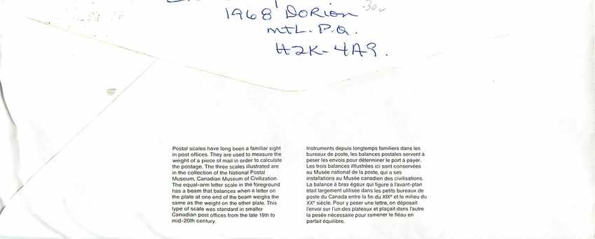 Entier Postal Postal Stationary Canada Balance Justice  — Rückseite