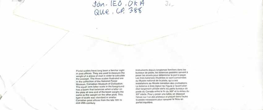 Entier Postal Postal Stationary Canada Balance Justice  — Rückseite