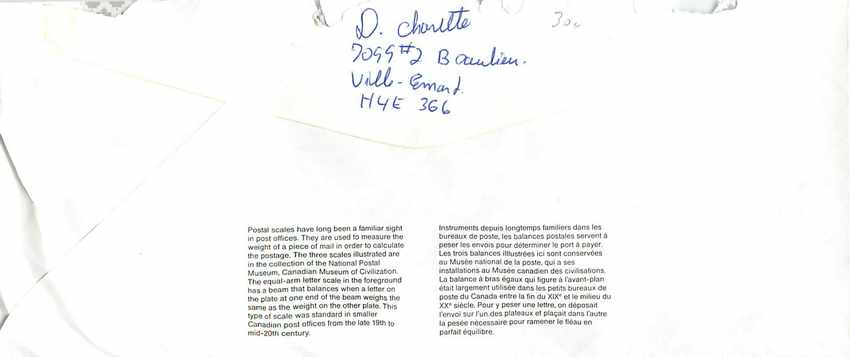 Entier Postal Postal Stationary Canada Balance Justice Montreal — Rückseite