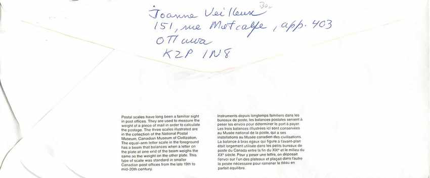 Entier Postal Postal Stationary Canada Balance Justice  — Rückseite