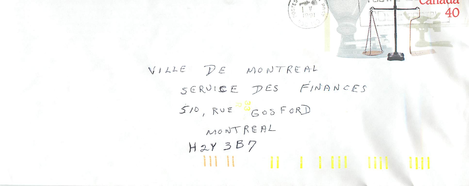 Balances postales — Musée canadien de la civilisation — Ville de Montréal, Service des finances