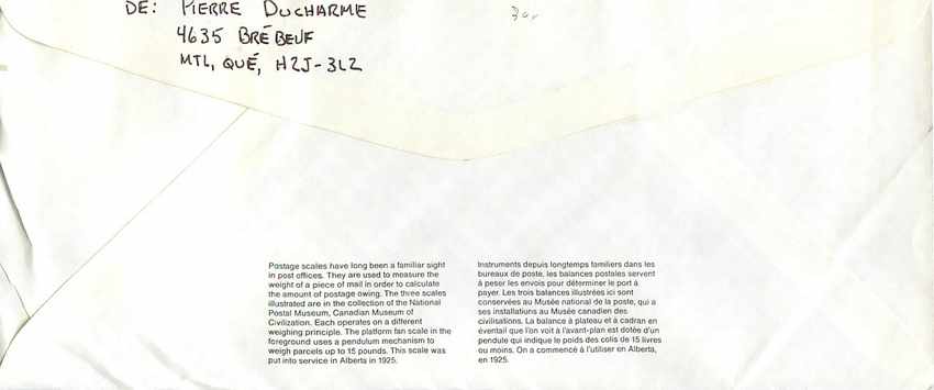 Entier Postal Postal Stationary Canada Balance Dayton   — Rückseite
