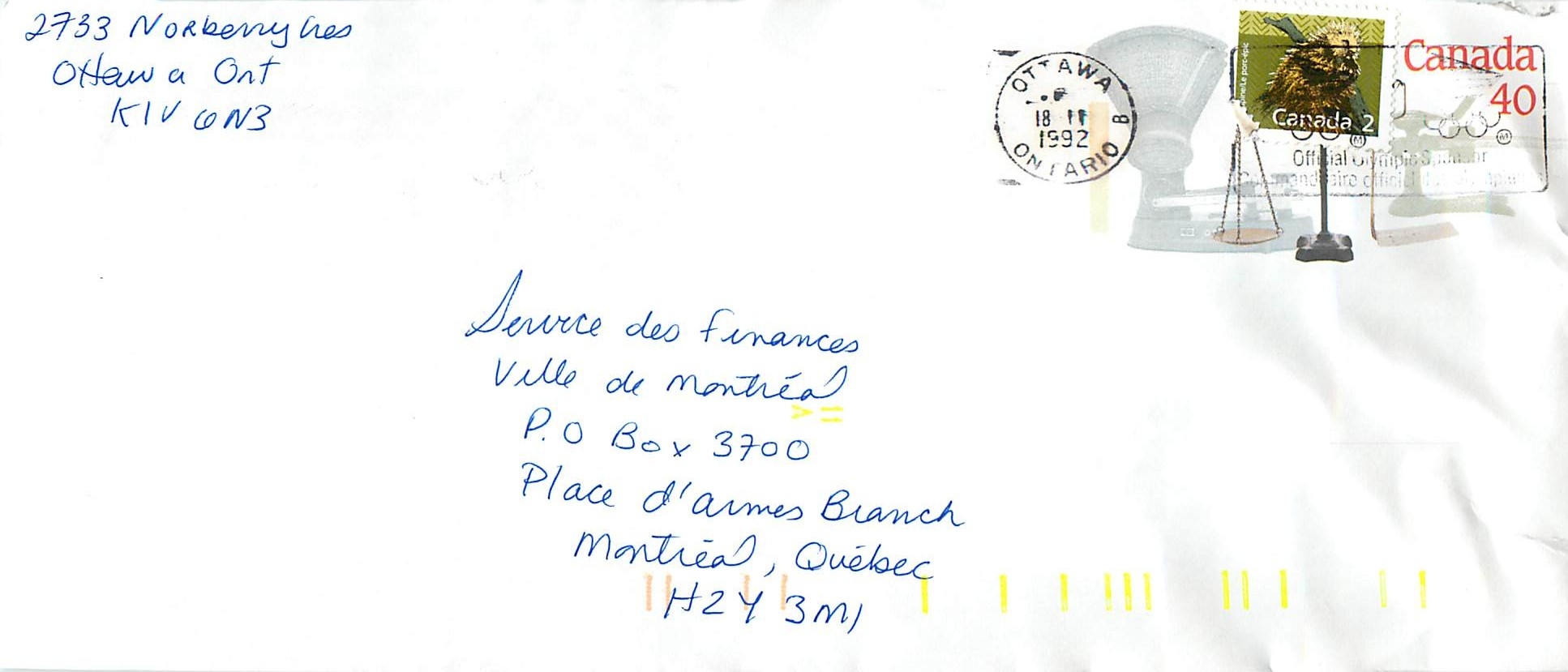Balances postales — Musée canadien des civilisations — Ottawa — 1992