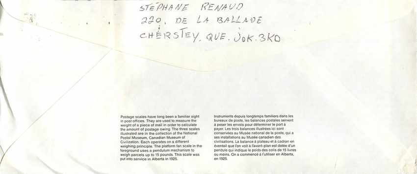 Entier Postal Postal Stationary Canada Balance Dayton   — Verso
