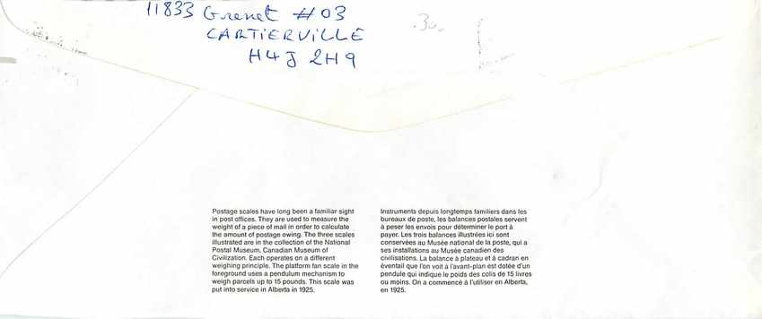 Entier Postal Postal Stationary Canada Balance Dayton   — Rückseite