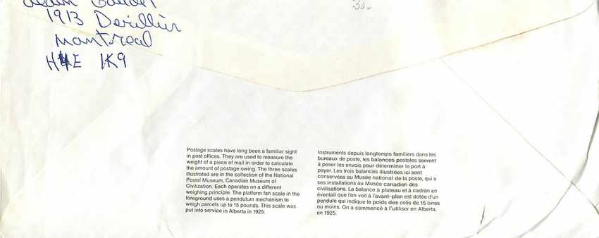 Entier Postal Postal Stationary Canada Pese Personnes Cap aux Kaeules — Rückseite