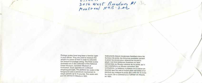 Entier Postal Postal Stationary Canada Pese Personnes  — Rückseite