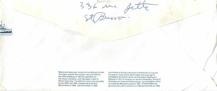 Entier Postal Postal Stationary Canada Bateaux Bateau  — Rückseite