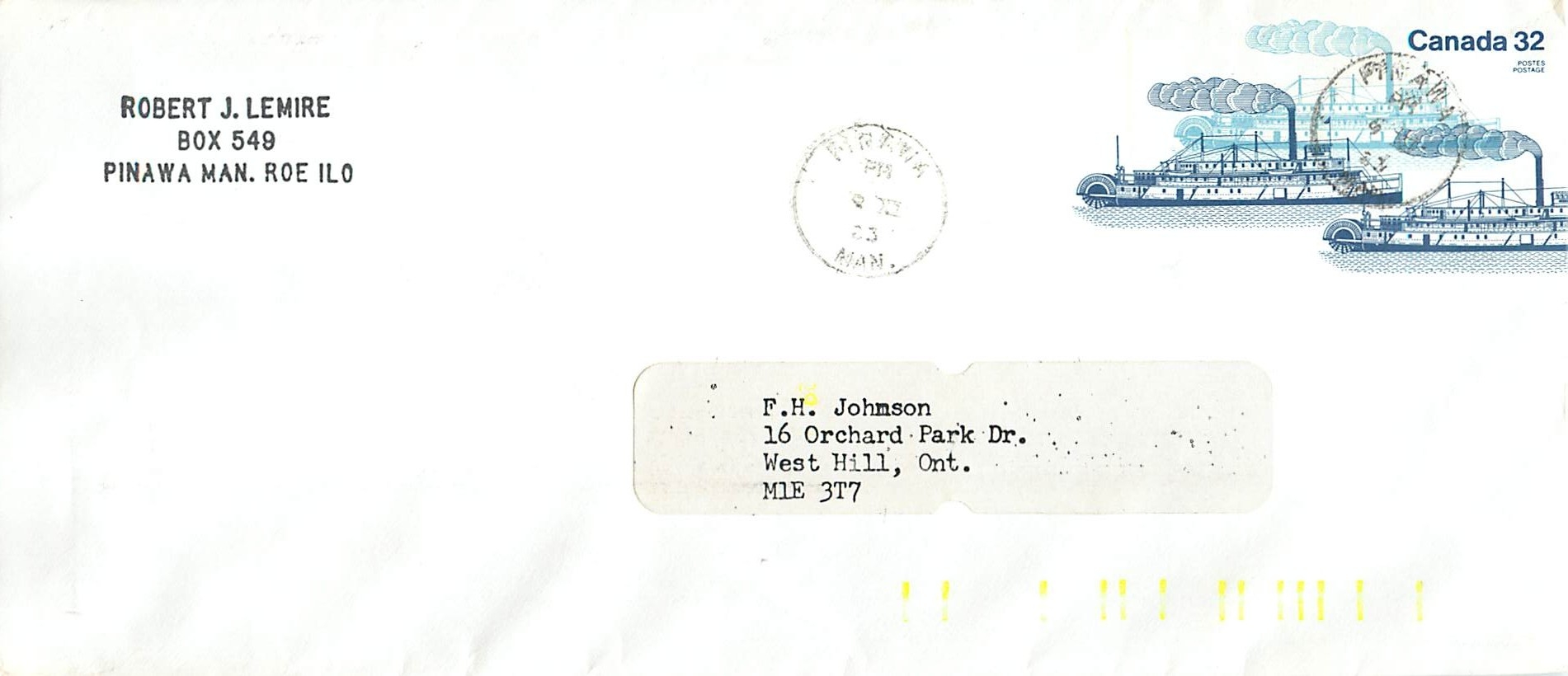 Vapeur Bonnington — Canada Post — 1966