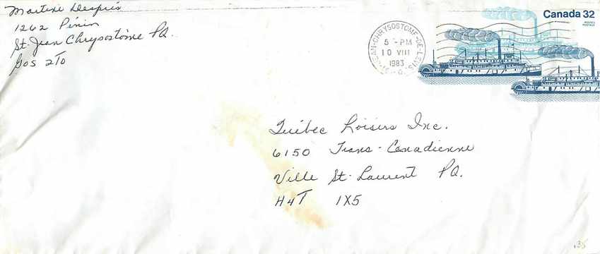 Entier Postal Postal Stationary Canada Bateaux Bateau St Jean Chrysostome de Levis