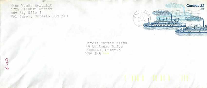 Entier Postal Postal Stationary Canada Bateaux Bateau Val Caron