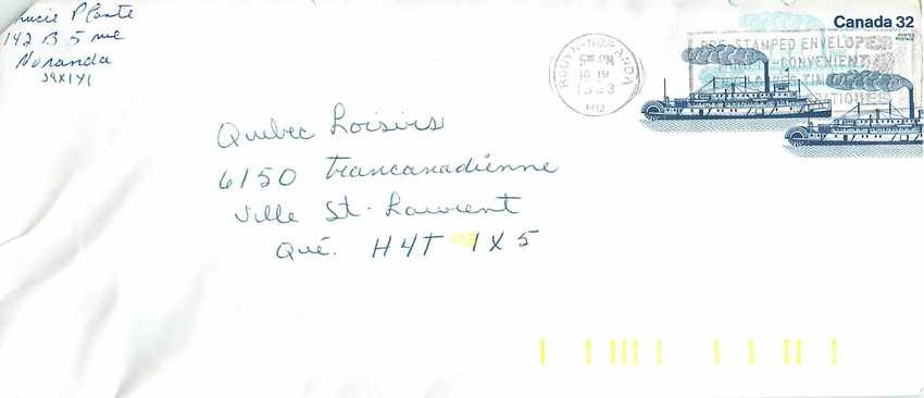 Entier Postal Postal Stationary Canada Bateaux Bateau Rouyn Noranda