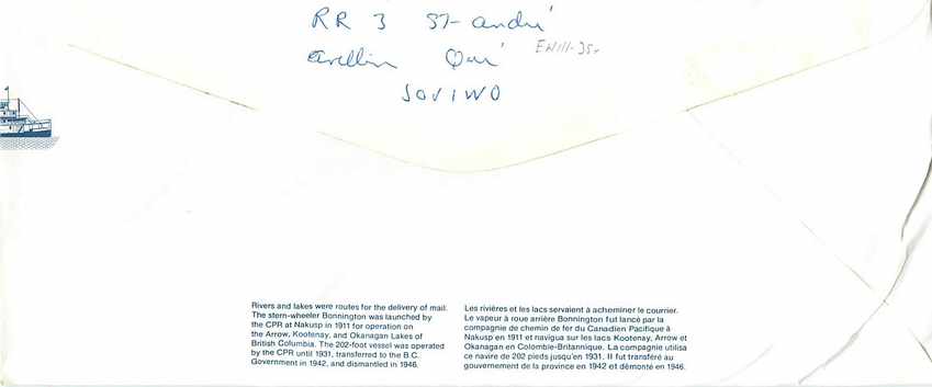 Entier Postal Postal Stationary Canada Bateaux Bateau  — Back