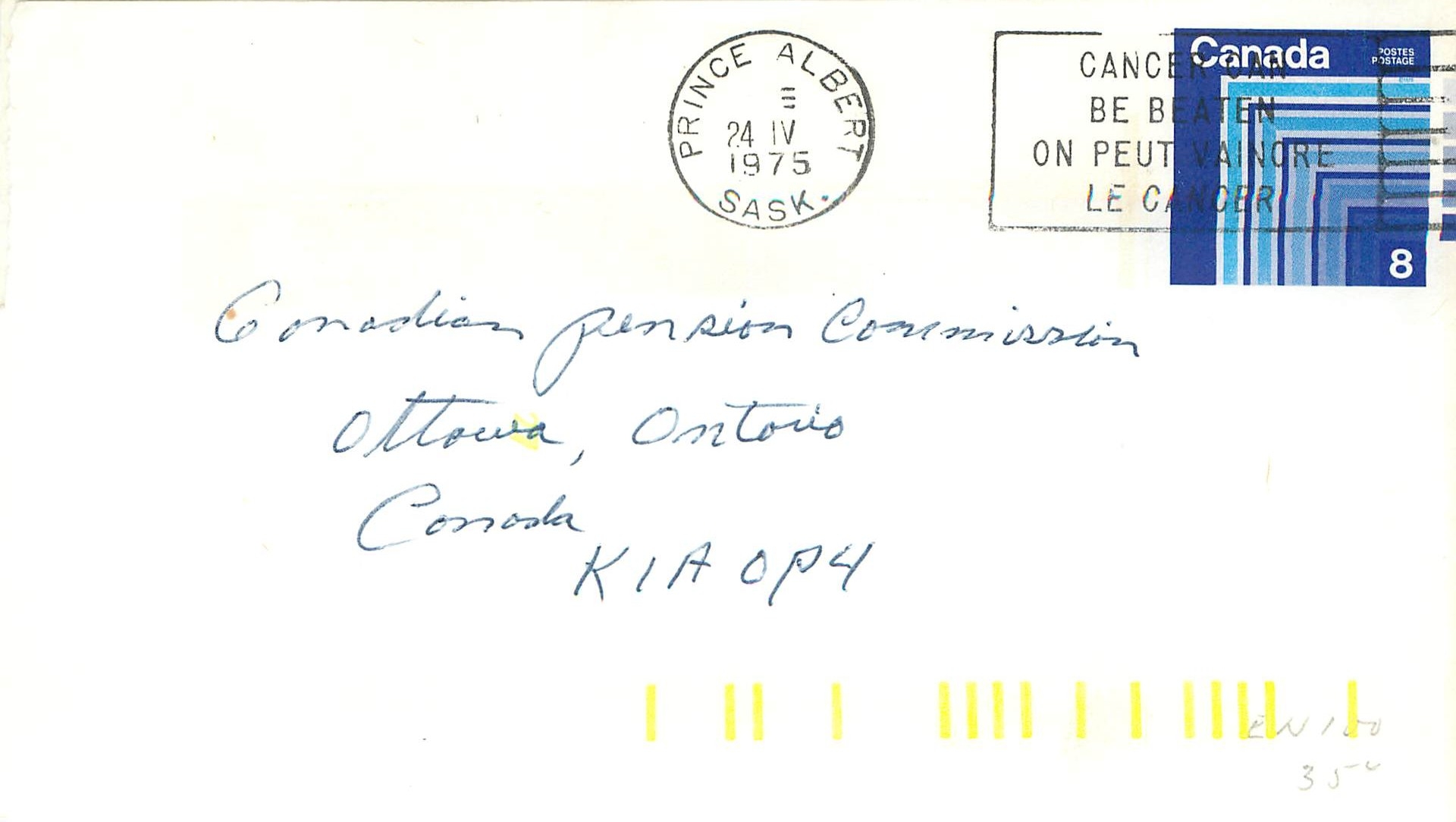 Prince Albert — carte postale de campagne contre le cancer — éditeur Canada Post - Recto