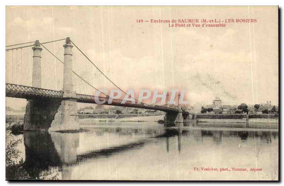 Environs de Saumur- Les Rosiers- Le Pont et Vue d'ensemble-CPA