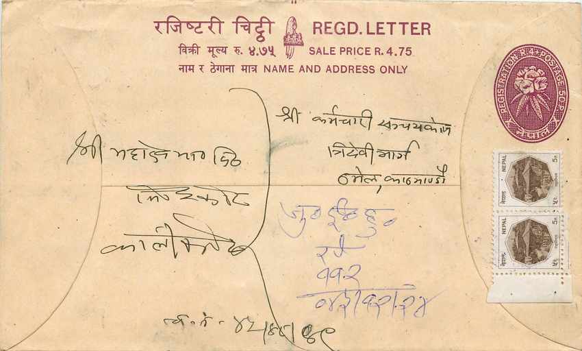 Entier Postal Postal Stationary Nepal Fleurs 