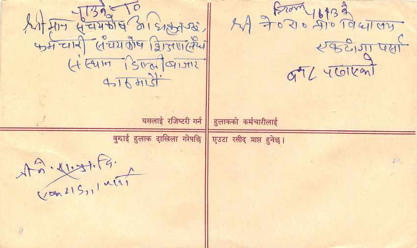 Entier Postal Postal Stationary Nepal Fleurs  — Rückseite
