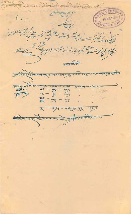 Inde India Fiscal Revenue Court Fee Princely State Rajgarh — Verso