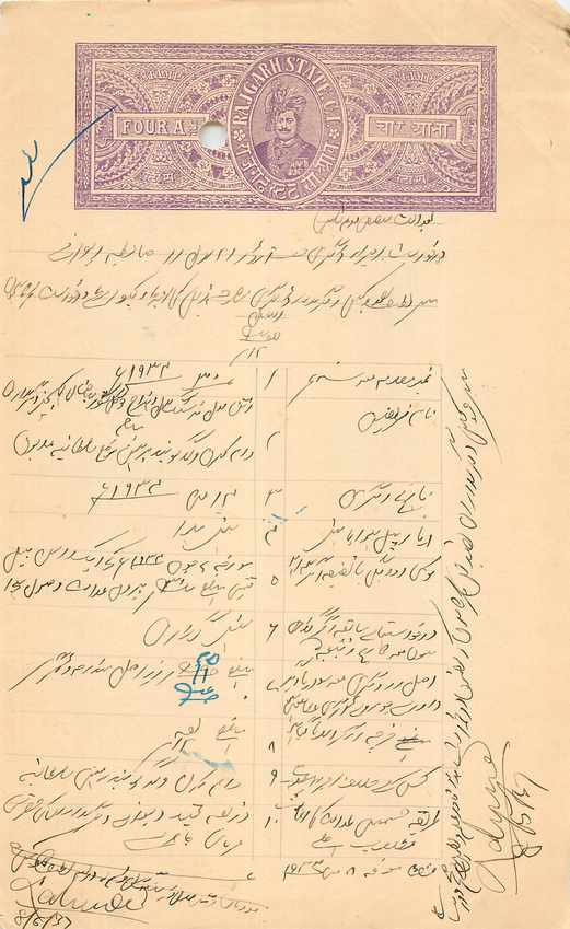 Inde India Fiscal Revenue Court Fee Princely State  Rajgarh