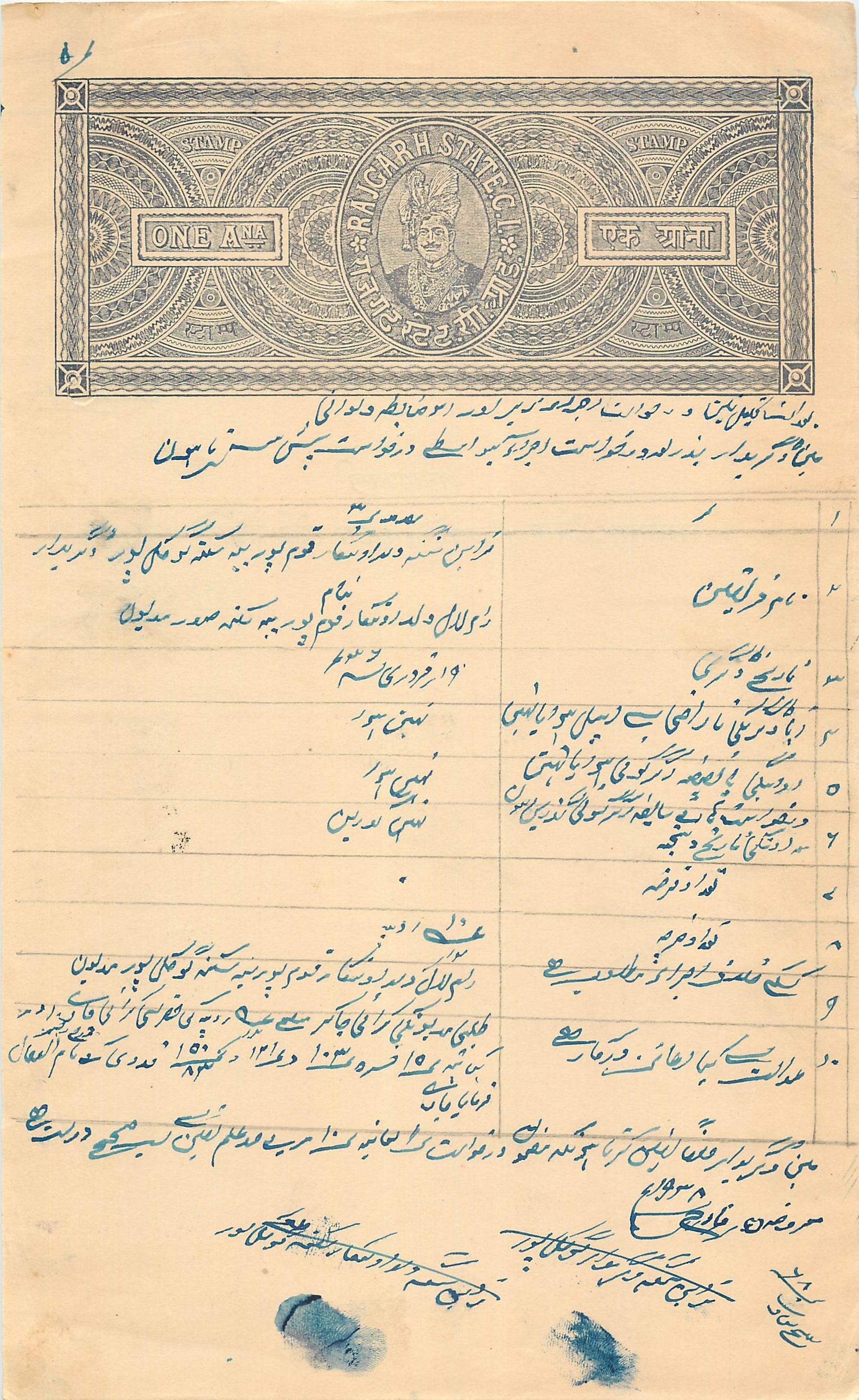 Inde India Fiscal Revenue Court Fee Princely State  Rajgarh
