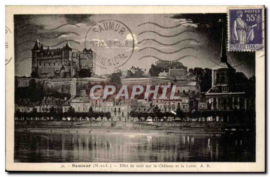 Saumur CPA Effet de nuit sur le chateau et la loire