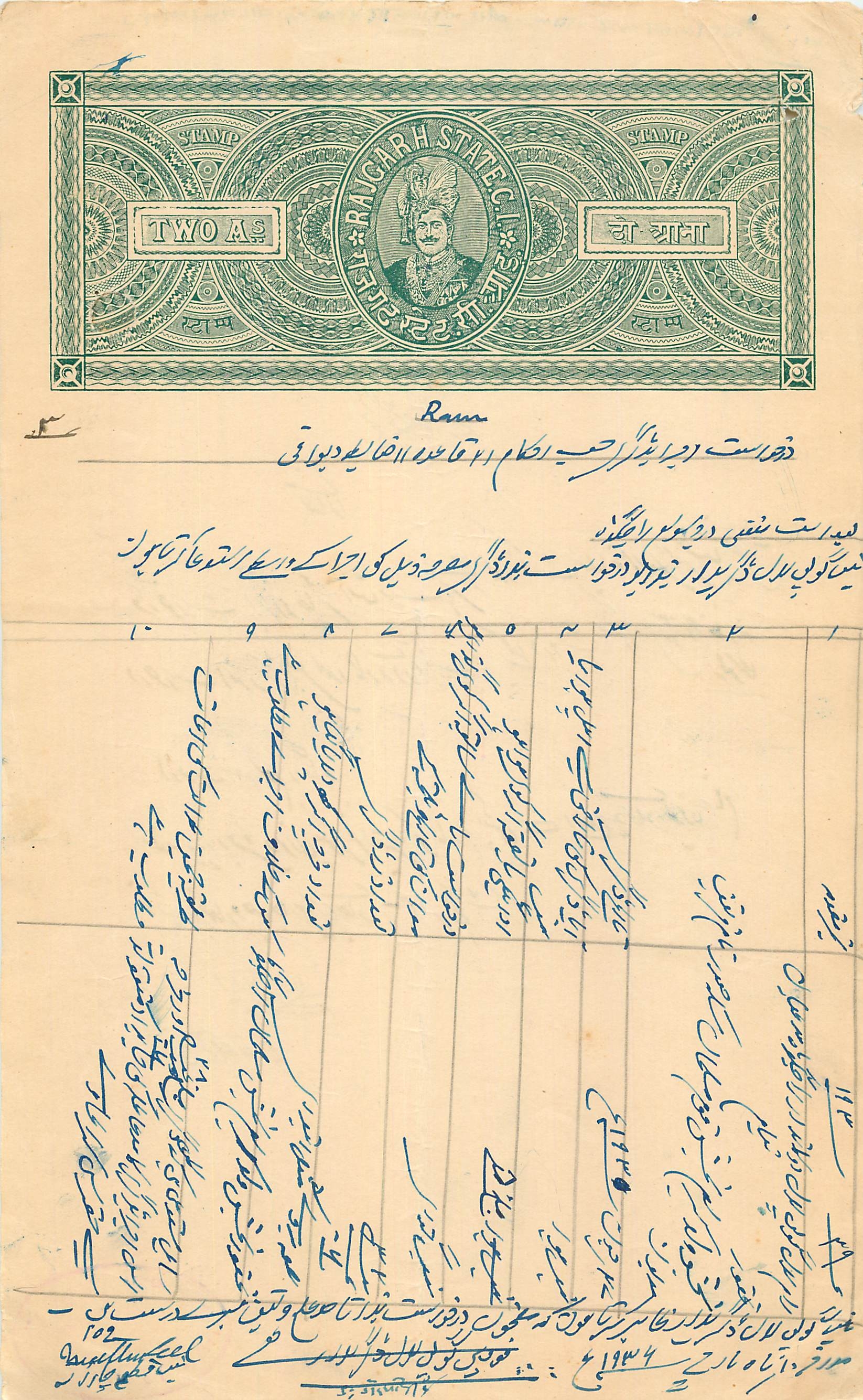 Inde India Fiscal Revenue Court Fee Princely State  Rajgarh