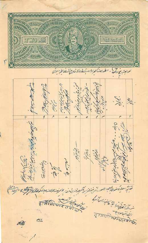 Inde India Fiscal Revenue Court Fee Princely State  Rajgarh