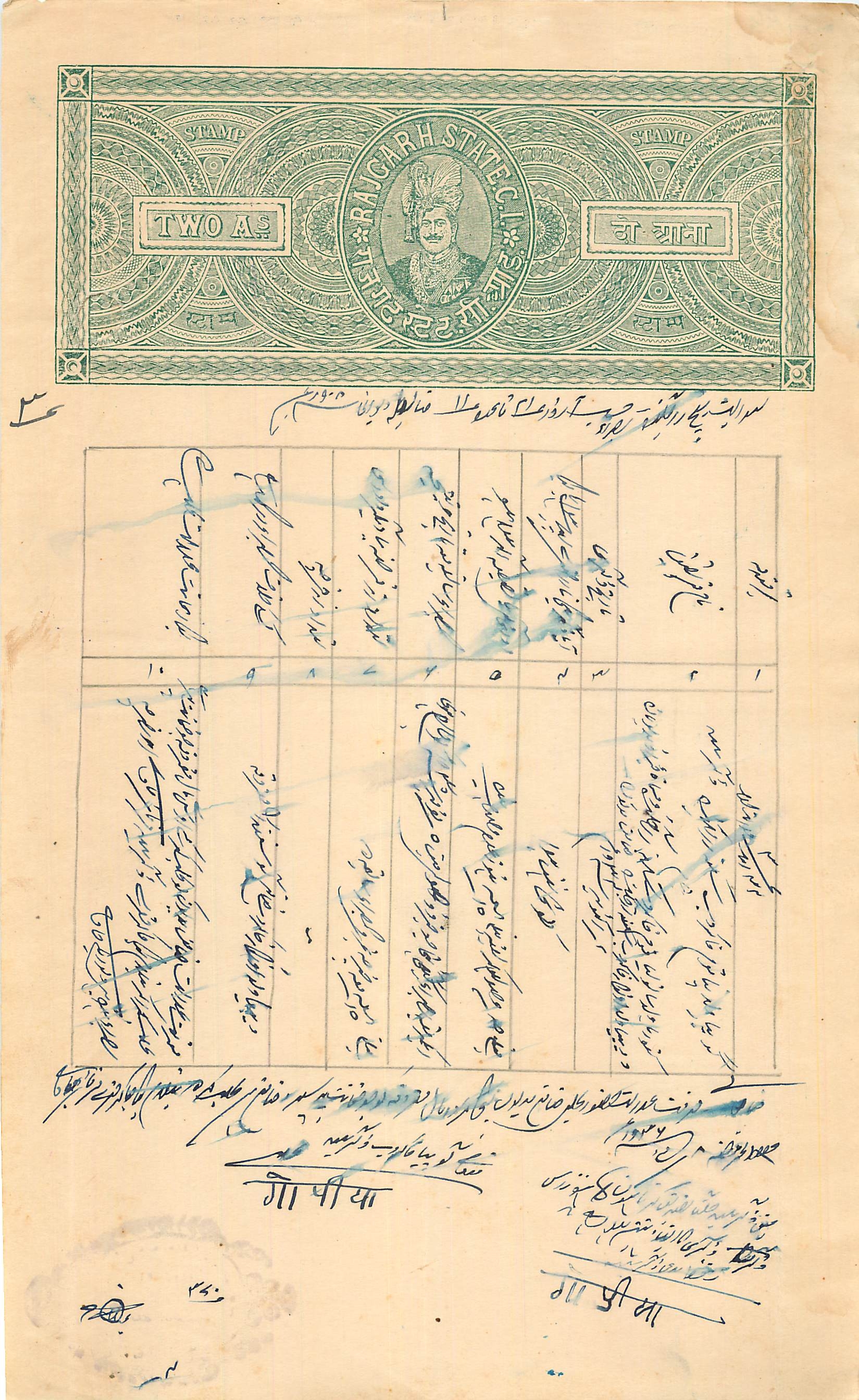 Inde India Fiscal Revenue Court Fee Princely State  Rajgarh