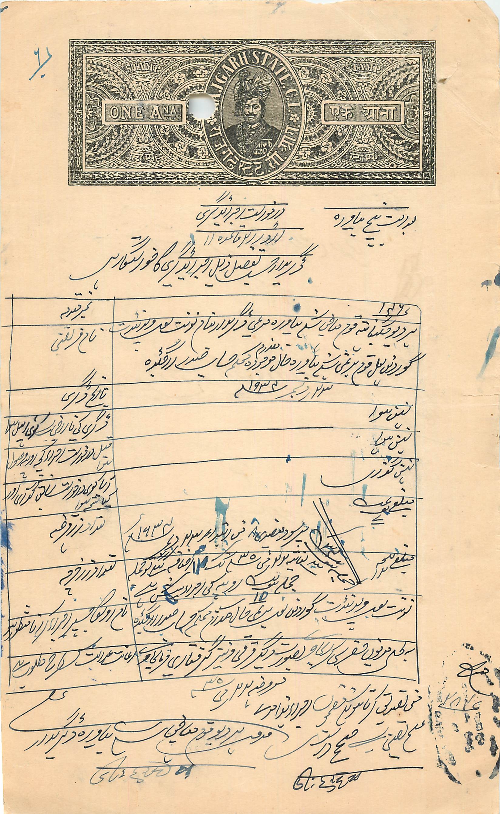 Inde India Fiscal Revenue Court Fee Princely State  Rajgarh