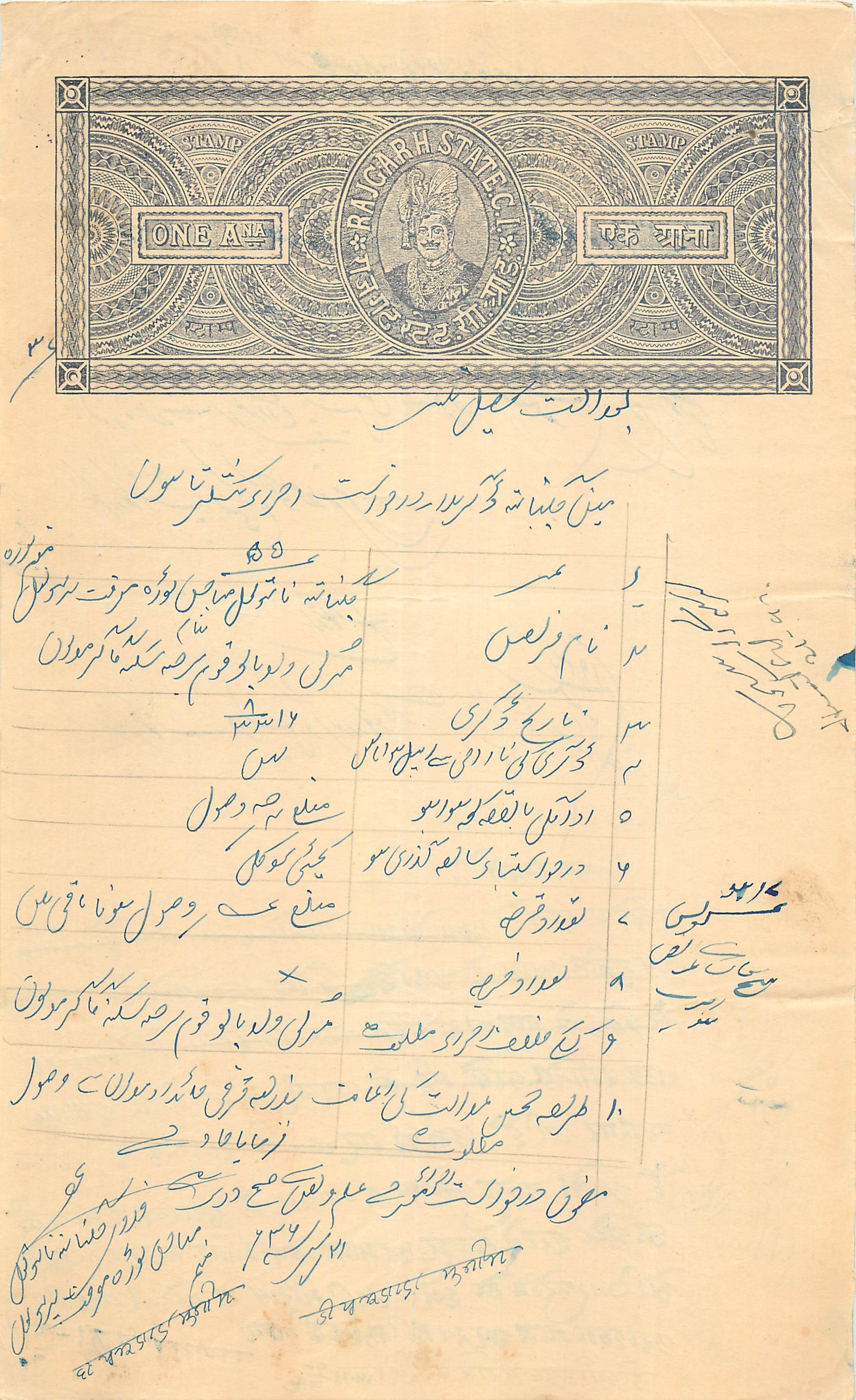 Inde India Fiscal Revenue Court Fee Princely State  Rajgarh