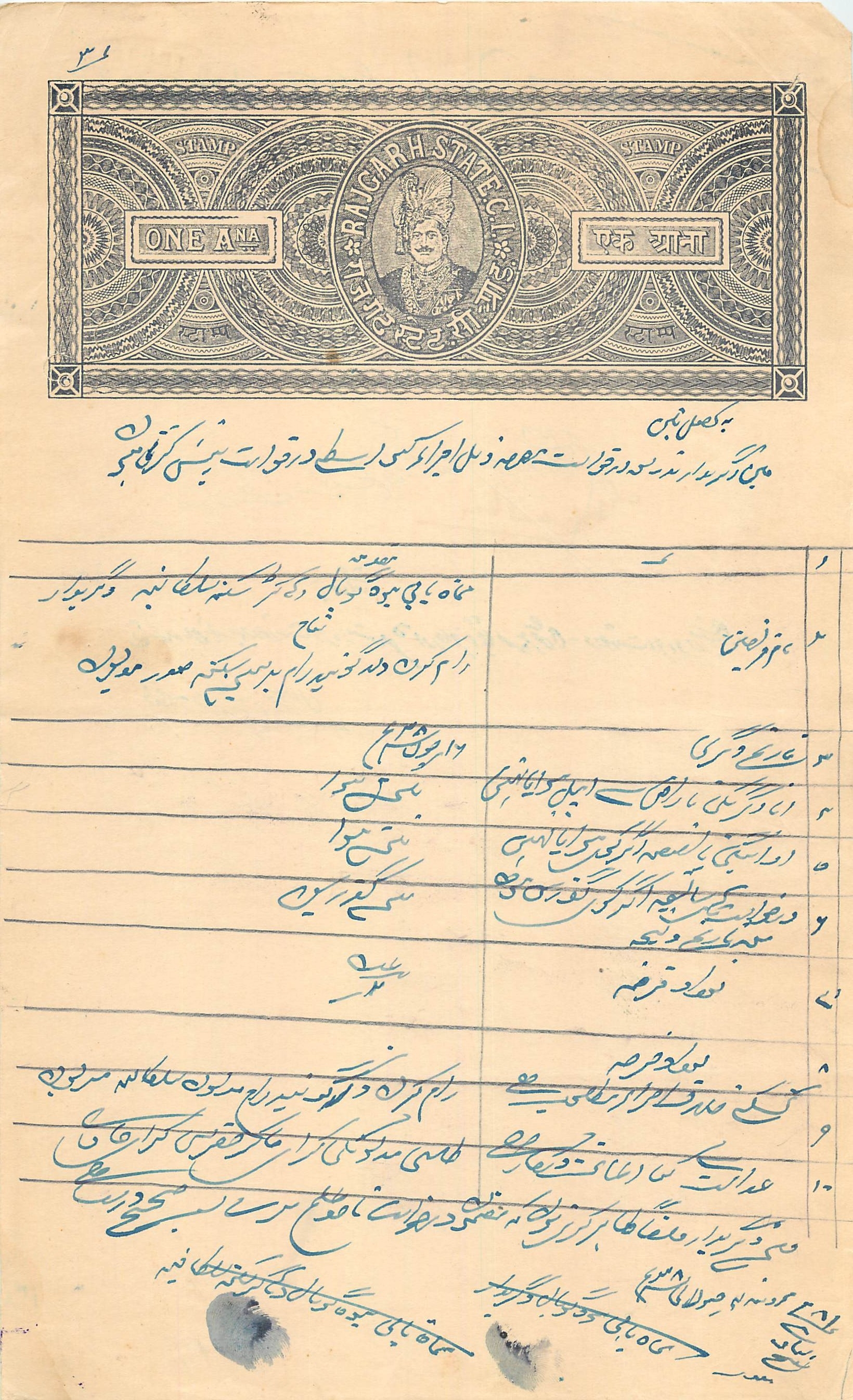 Inde India Fiscal Revenue Court Fee Princely State  Rajgarh