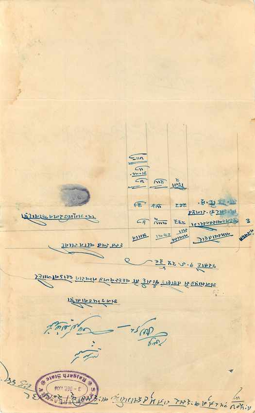 Inde India Fiscal Revenue Court Fee Princely State  Rajgarh — Rückseite