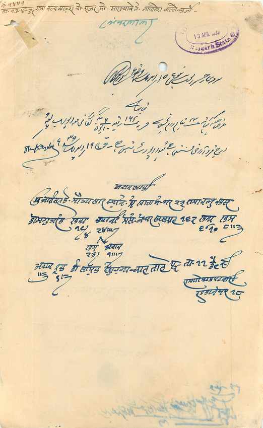Inde India Fiscal Revenue Court Fee Princely State  Rajgarh — Verso