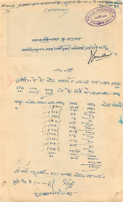 Inde India Fiscal Revenue Court Fee Princely State  Rajgarh — Rückseite