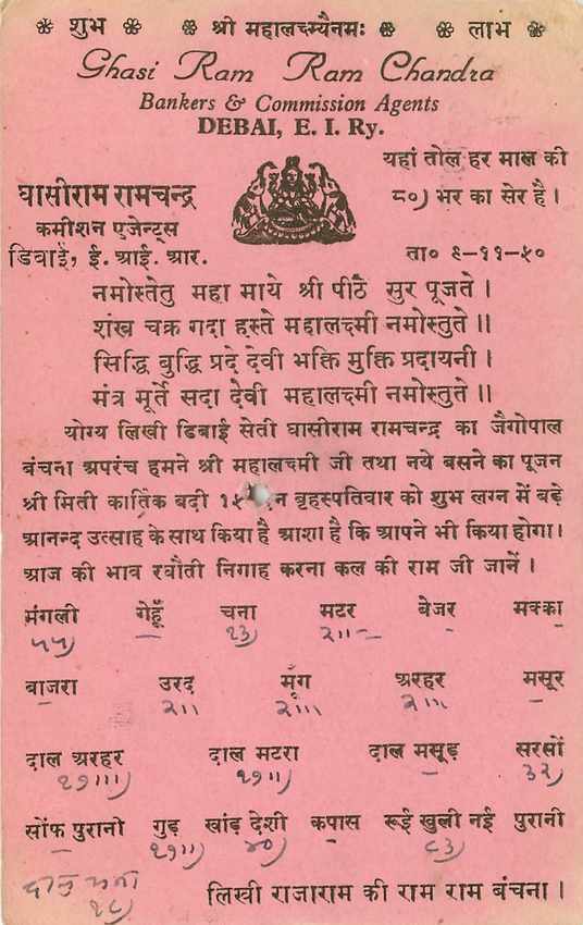 Inde India Cover Card  — Rückseite