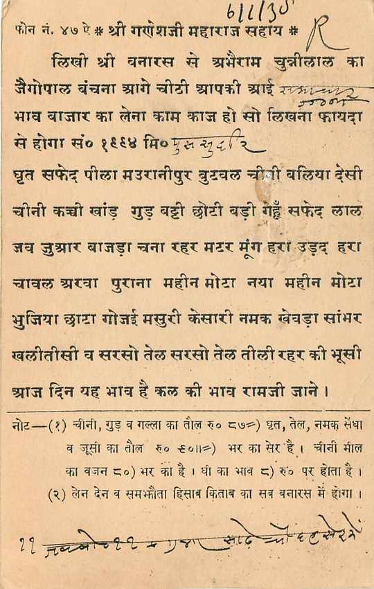 Inde India Cover Card  — Rückseite
