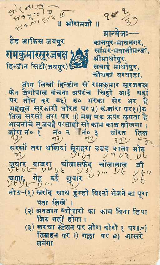 Inde India Cover Card  — Rückseite