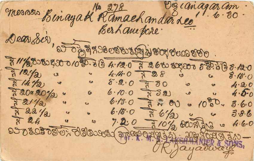 Inde India Cover Card  — Rückseite