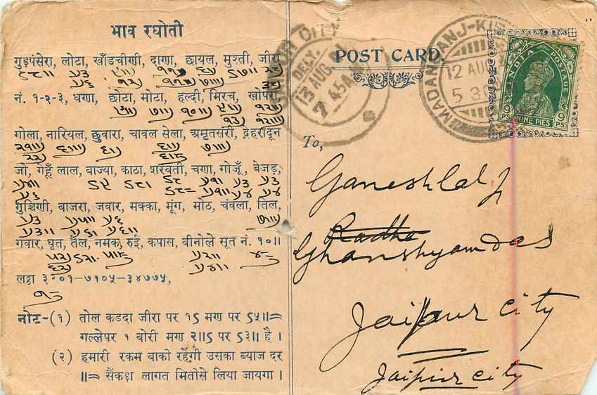 Inde India Cover Card  — Rückseite