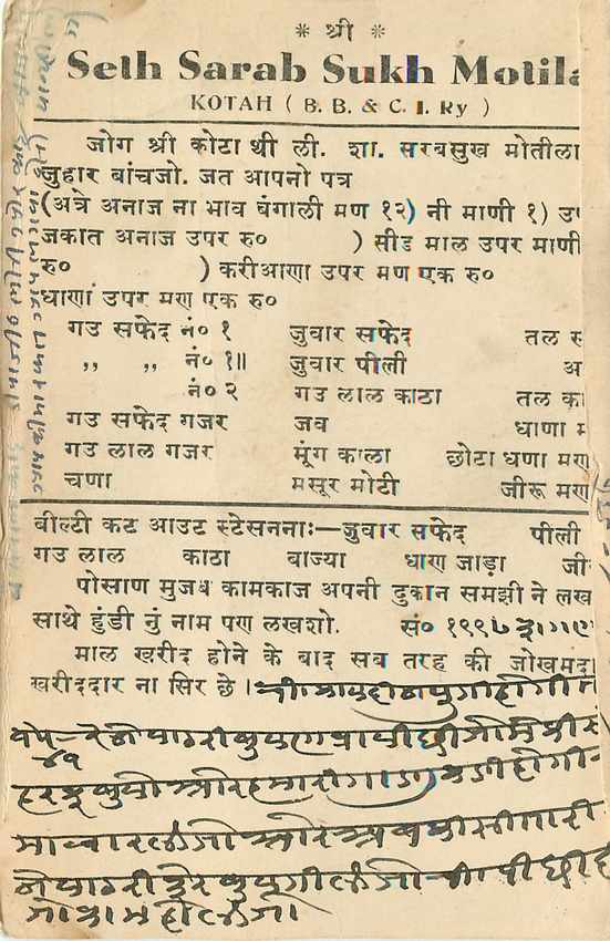 Inde India Cover Card  — Verso