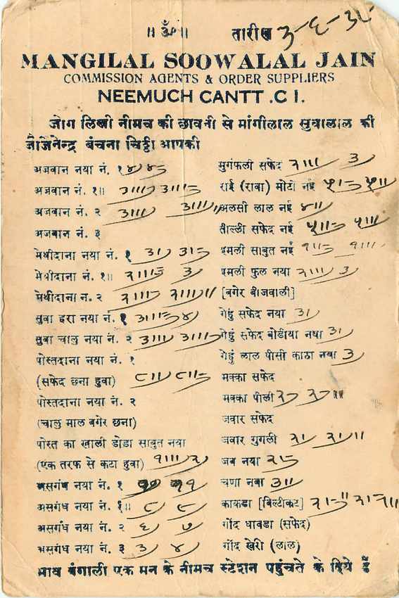 Inde India Cover Card  — Rückseite