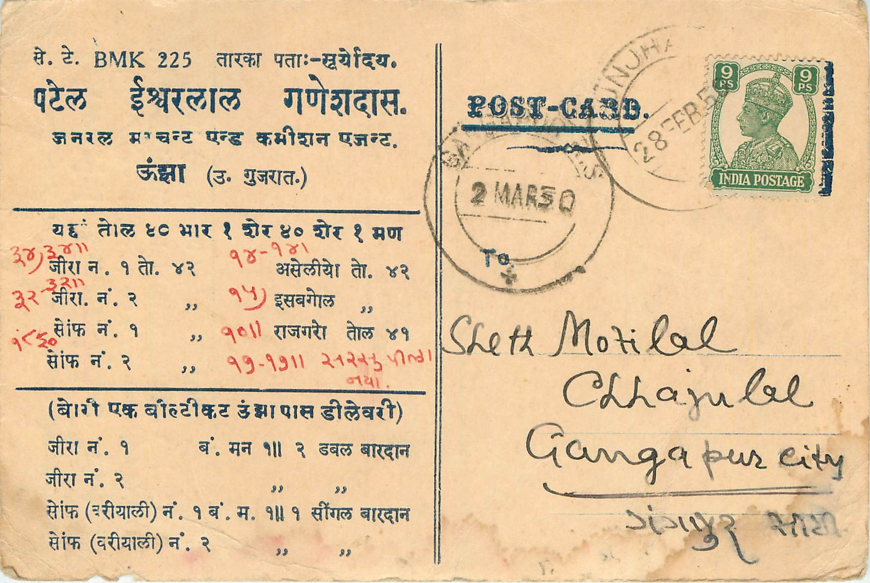 Inde India Cover Card 