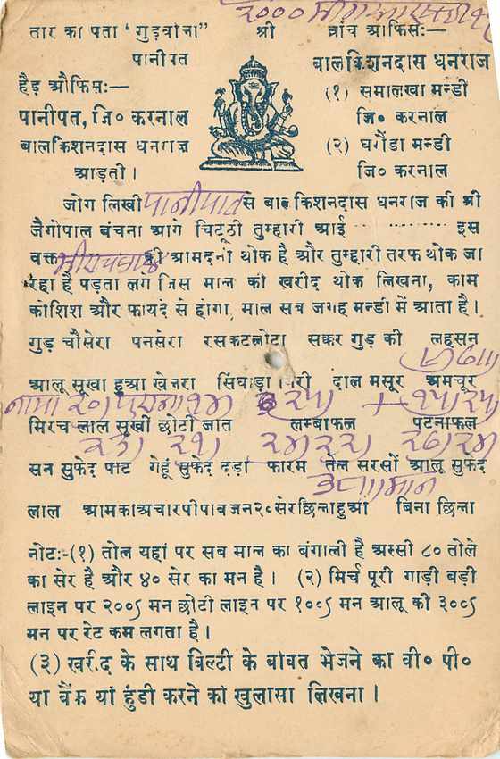 Inde India Cover Card  — Verso