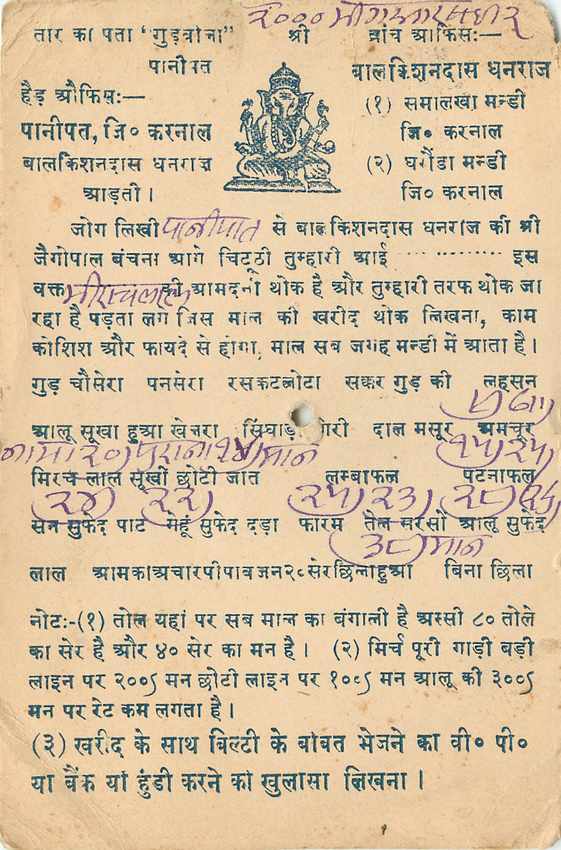 Inde India Cover Card  — Rückseite