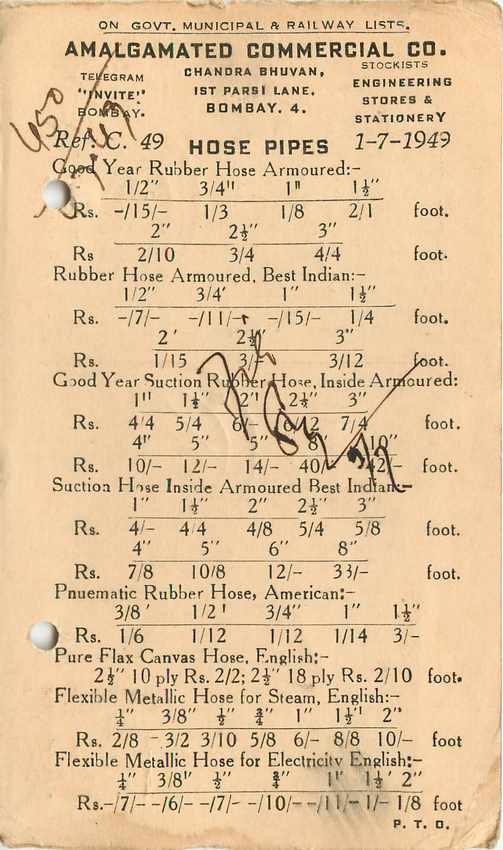 Inde India Cover Card  — Rückseite