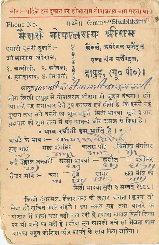 Inde India Cover Card  — Rückseite
