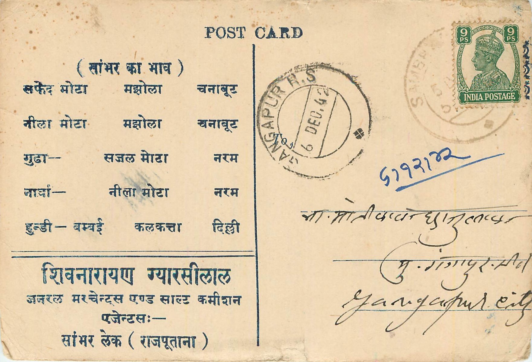 Inde India Cover Card 